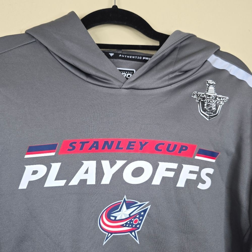 NHL fanatics authentic pro hoodie Stanley cup playoffs Columbus Blue 2020 size L - Picture 4 of 8